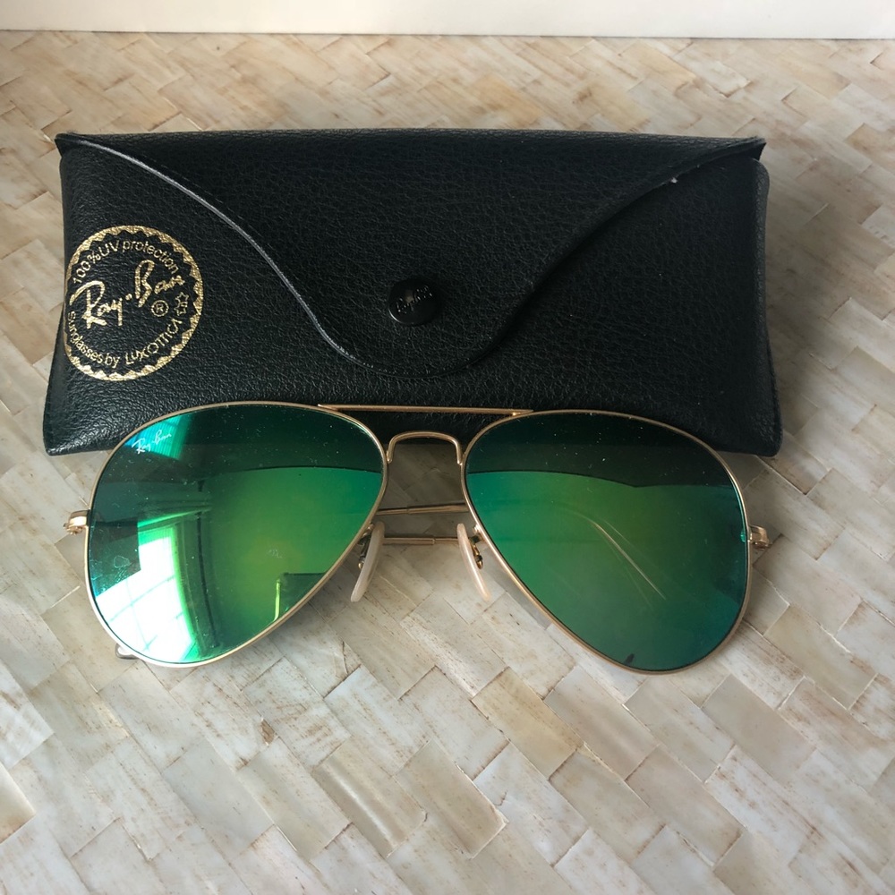 Ray-Ban Aviator Flash Green Sunglasses